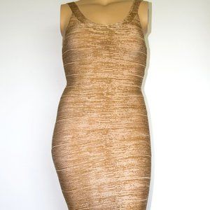 Bandage Bodycon Dress Beige Party Sz Large